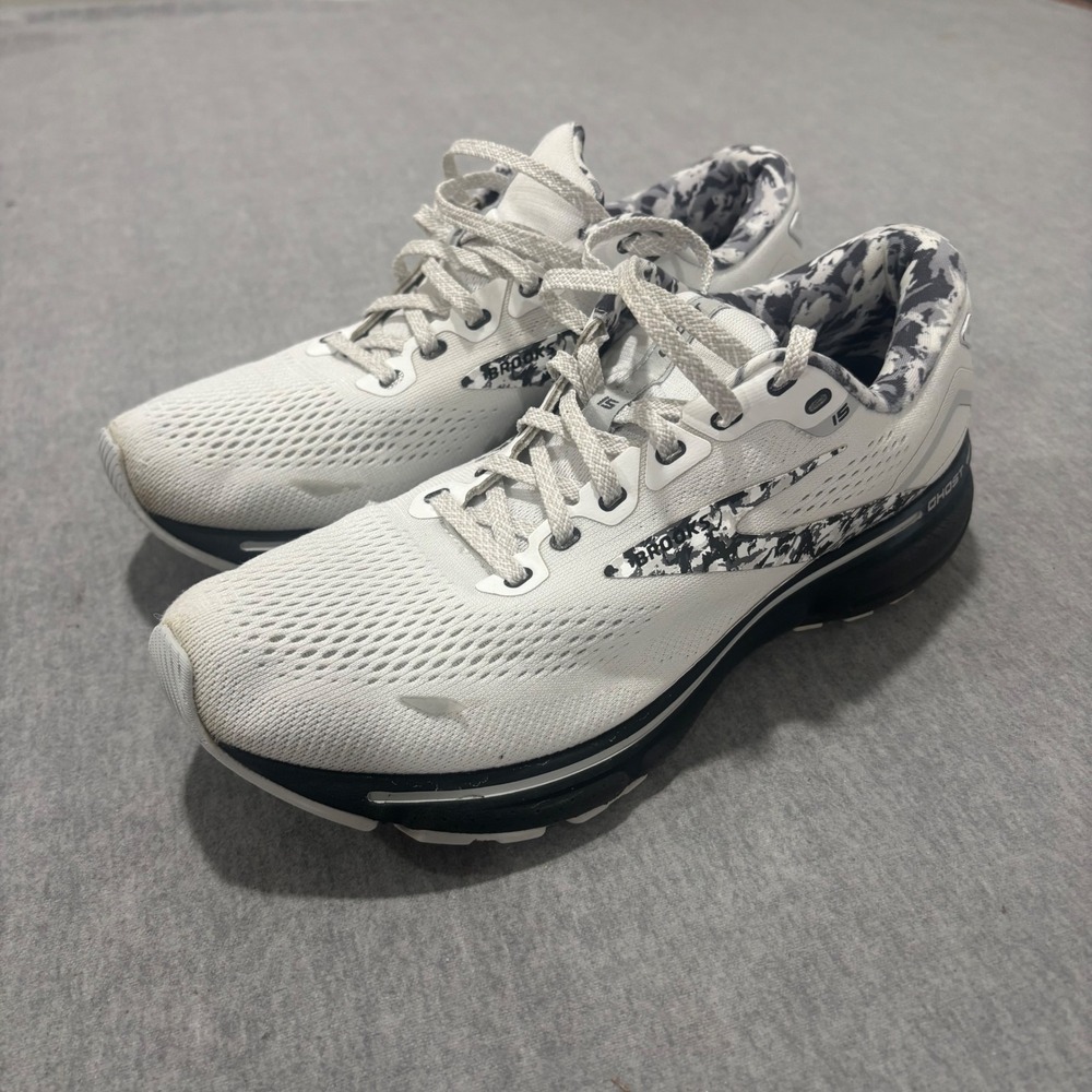 Brooks Ghost 15 Womens Running Shoes White Black Marble Sneakers Size 9.5